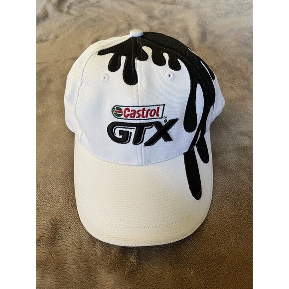Castrol GTX FRAM Ball Cap White Premium Splatter Hat Adjustable Sludge Happens - Picture 1 of 7